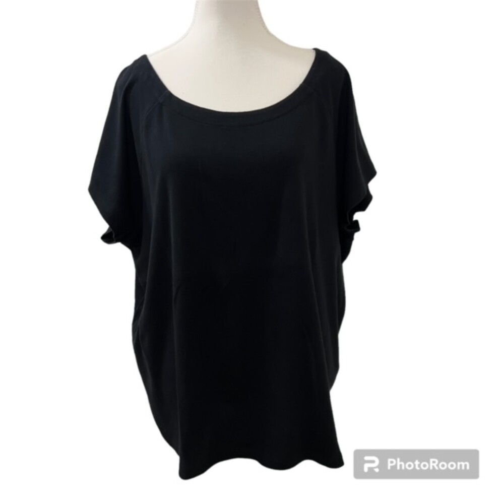 Lauren Ralph Lauren Womens Black 100% Cotton Short Batwing Sleeve Blouse Top 3X